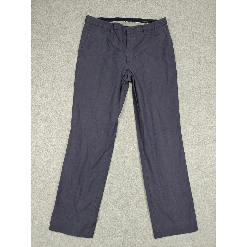Banana Republic Pants Mens‎ 33x32 Blue Non-Iron Slim Fit Cotton Dress Check